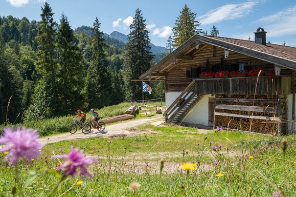 Mountain bikers on the Kaitlalm near Ruhpolding