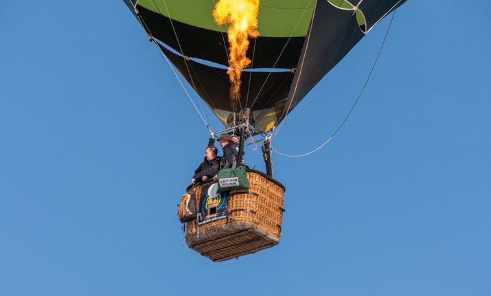 Aufnahme der Ballonfahrer in der Luft am Ballontag 2019