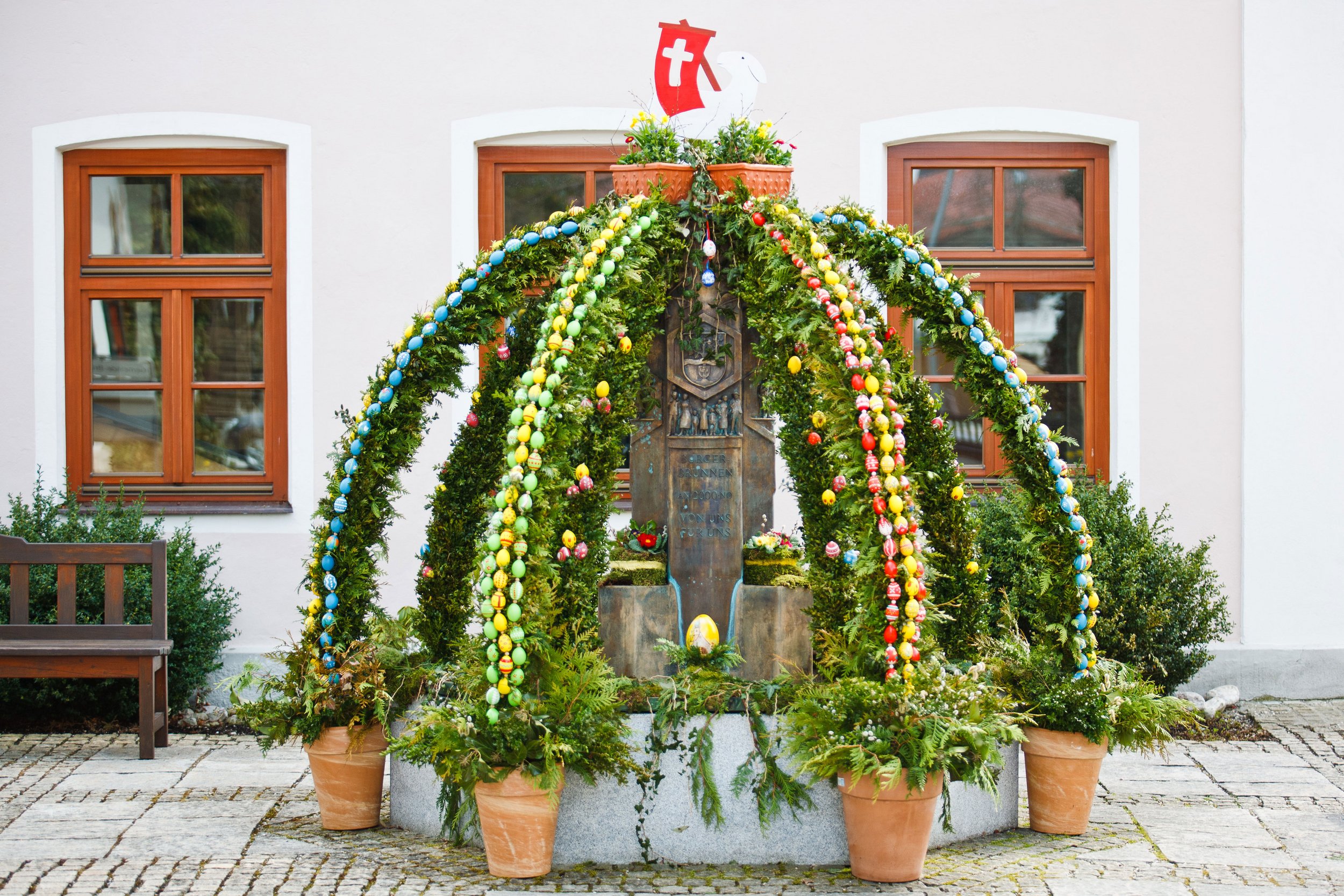 A decorated Easter fountain from Ruhpolding