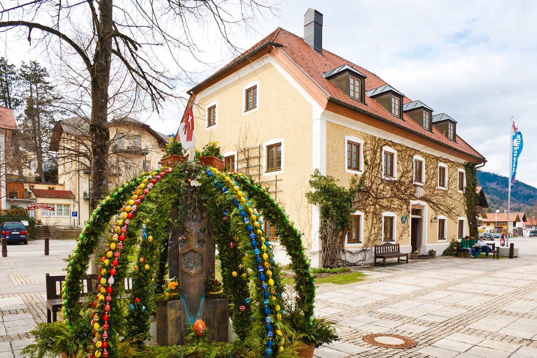 Ruhpolding Easter fountain on the village square