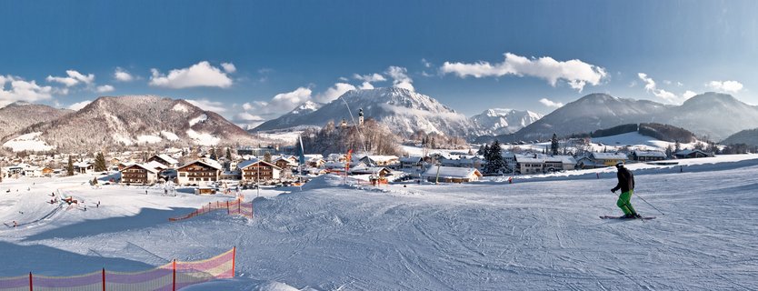 View of the snow-covered Ruhpolding