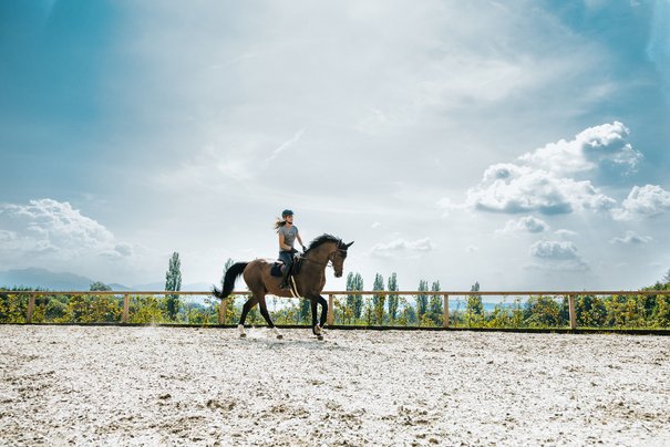 Rider on the Gut Ising riding arena in Chiemgau