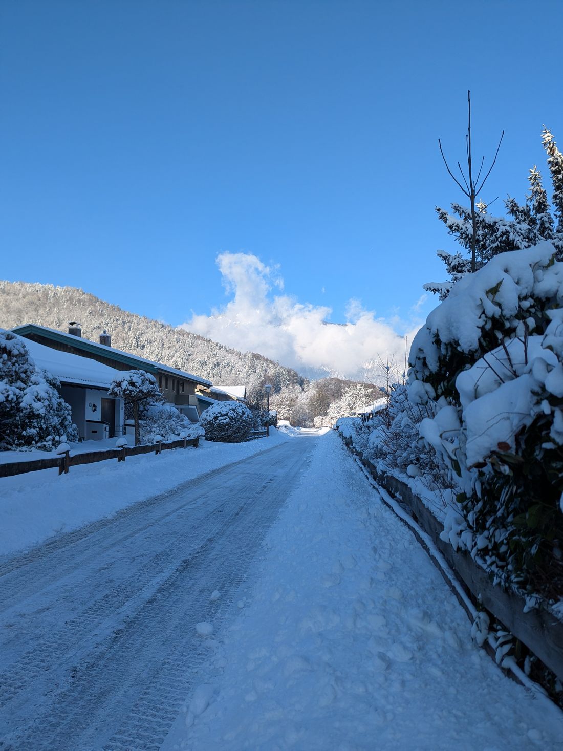 Zufahrtsstraße im Winter