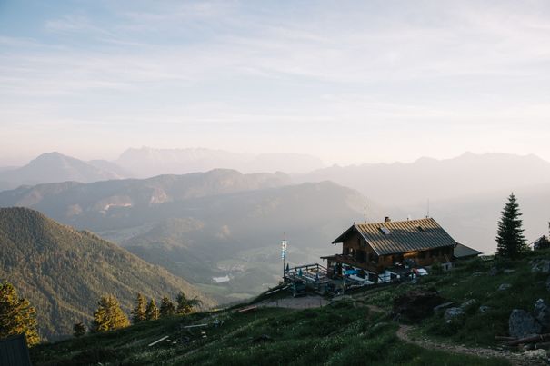 Hochgernhaus at sunrise