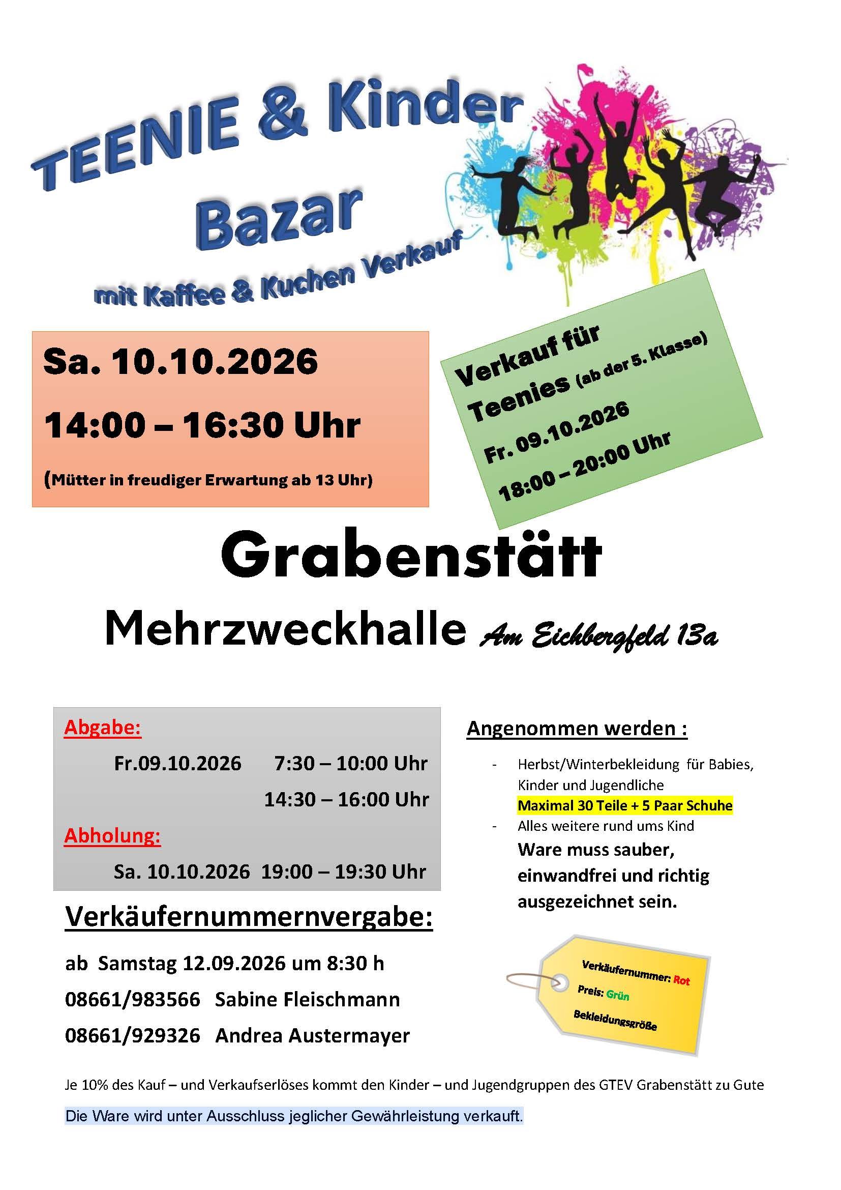Teeniebazar Flyer-Nummernvergabe Oktober. 2026