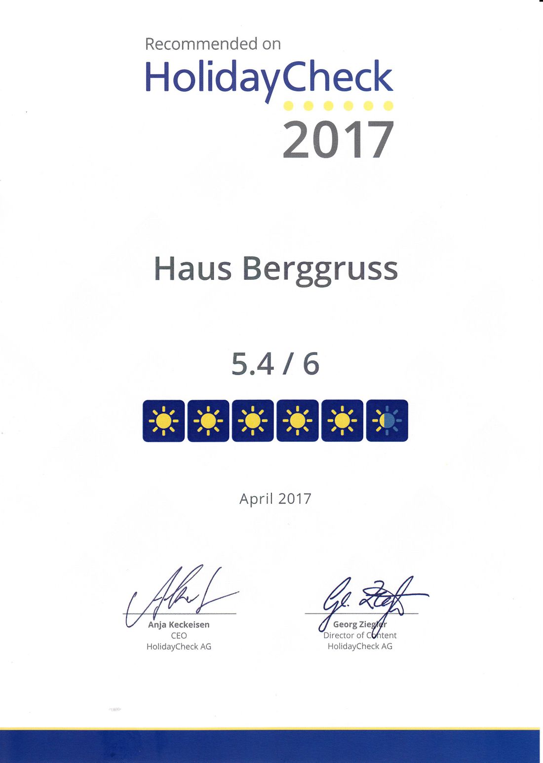 Urkunde Holiday Check