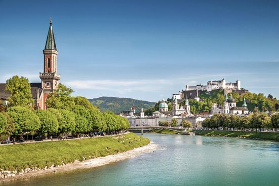 Ausblick Stadt Salzburg mit der Salzach