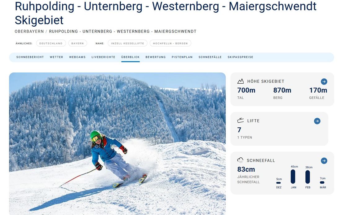 Skifahren in der Nähe