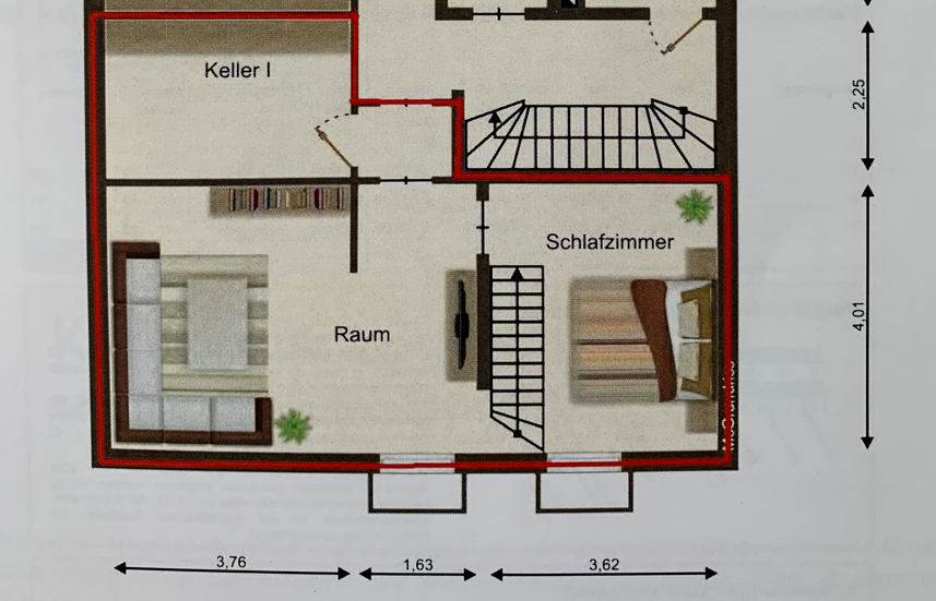 Souterrain Schlafzimmer