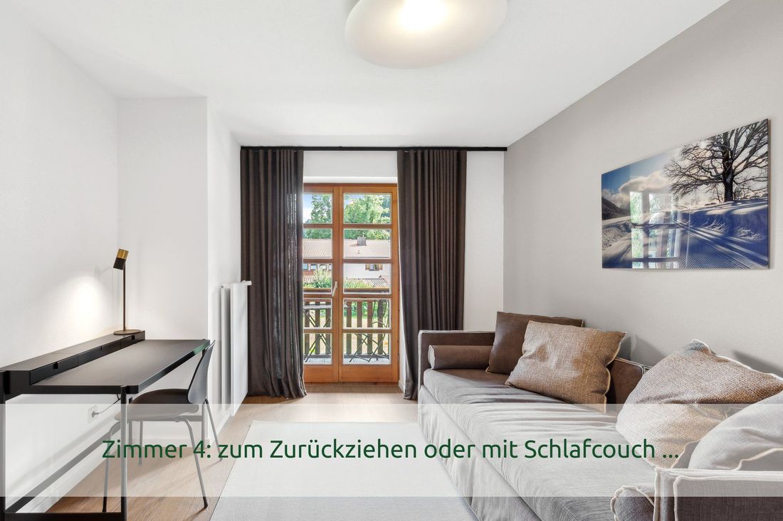 Zimmer 4: zum Zurückziehen oder mit (vollwertiger) Schlafcouch für bis zu 2 Personen