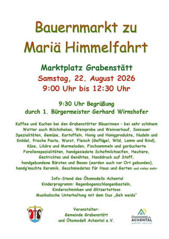 2026 Plakat Bauernmarkt zu Mariä Himmelfahrt