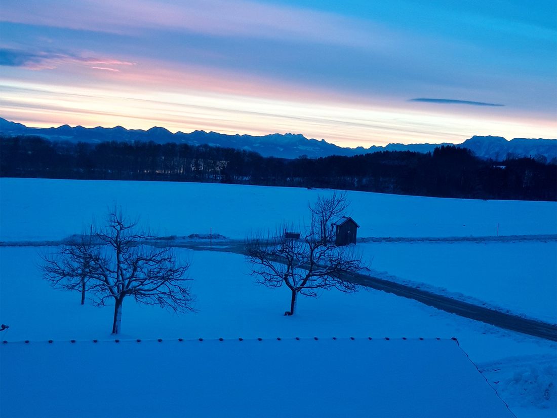 Aussicht vom Balkon im Winter