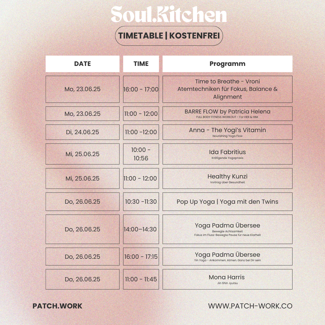 Soul.Kitchen Timetable