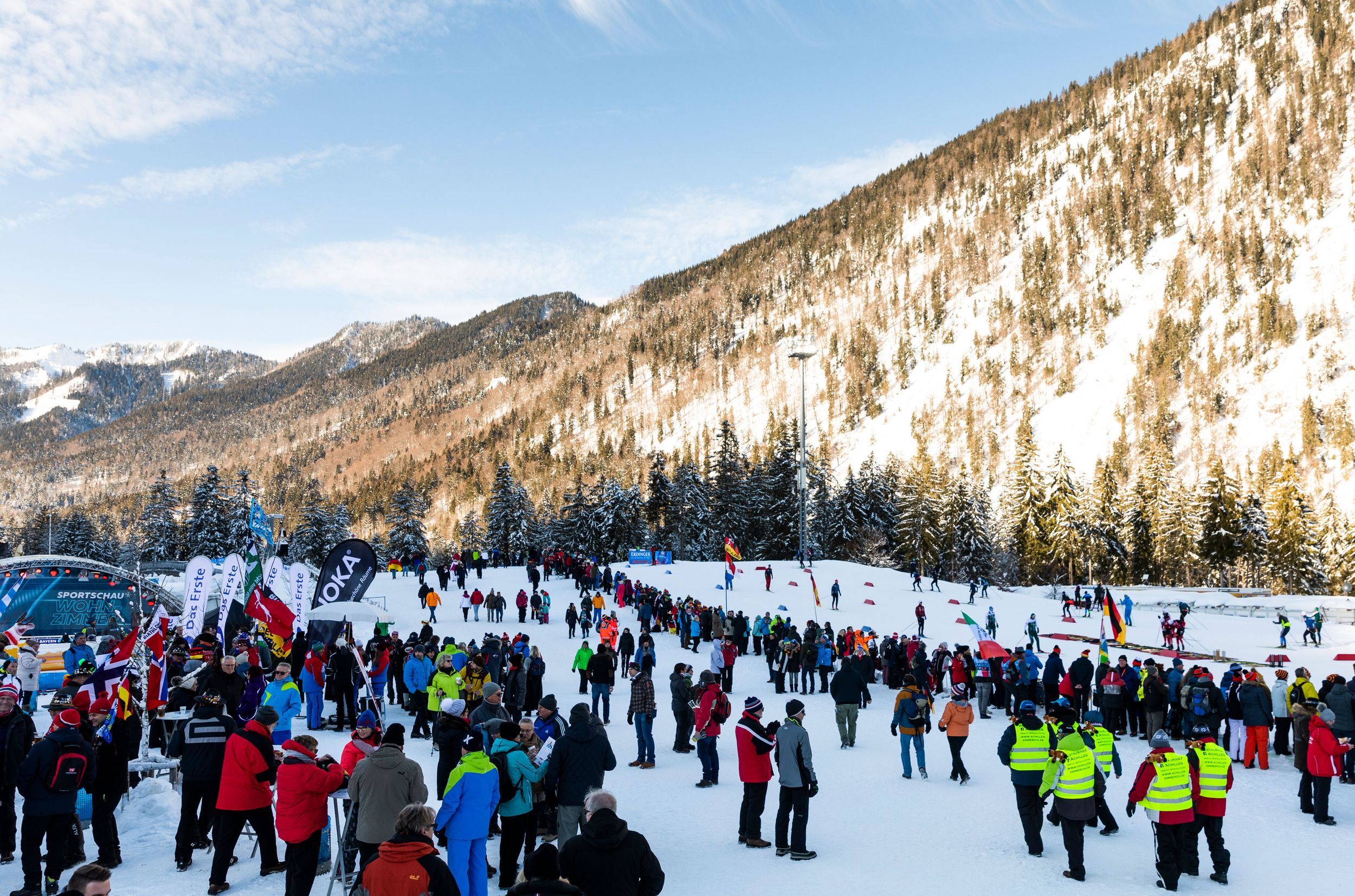 Zuschauer auf der Biathlonstrecke in Ruhpolding