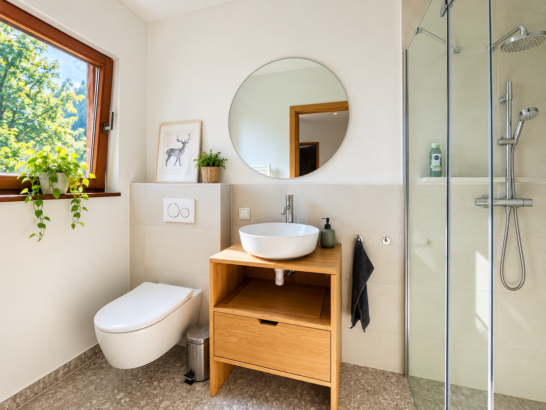 Tageslicht Badezimmer mit Ebenerdige Dusche & WC