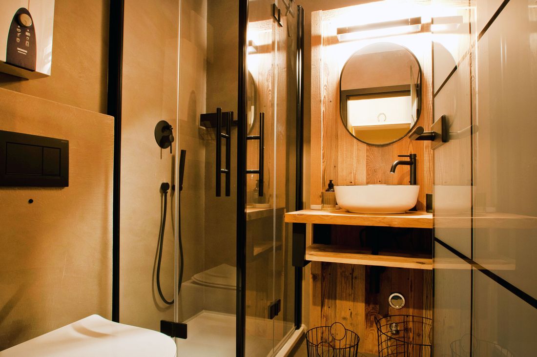 Badezimmer in der Ferienwohnung Waldgeflüster