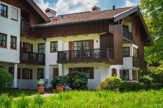 Blick auf unsere Wohnung im 1. Stock mit Balkon