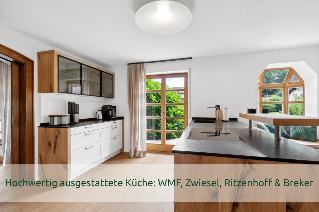 Hochwertig ausgestattete Küche: WMF, Zwiesel, Ritzenhoff & Breker